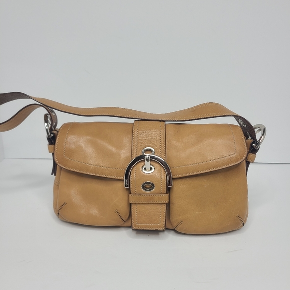 Coach Soho Soft Tan Beige Leather Shoulder Handbag #K05S-9434 - Picture 1 of 8